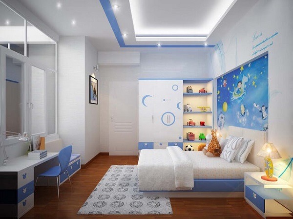 Mẫu nội thất phòng ngủ trẻ em màu xanh biển